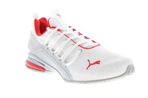 Puma Axelion Block 19314802 Mens White Canvas Lace Up Athletic Running Shoes