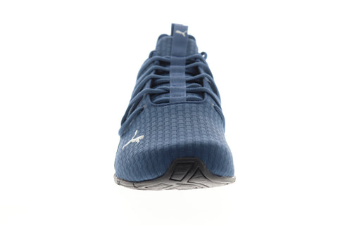 Puma Axelion Block 19314803 Mens Blue Canvas Lace Up Athletic Running Shoes
