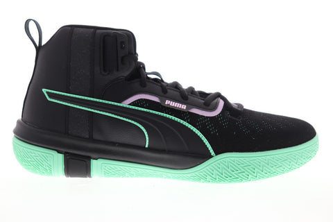 Puma Legacy Dark Mode 19341901 Mens Black Mesh Lace Up Athletic Basketball Shoes