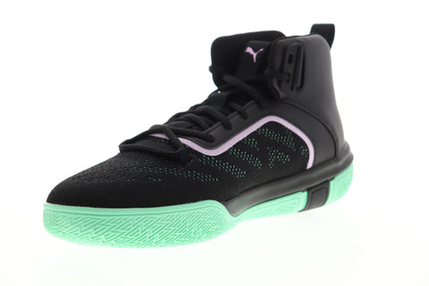 Puma Legacy Dark Mode 19341901 Mens Black Mesh Lace Up Athletic Basketball Shoes