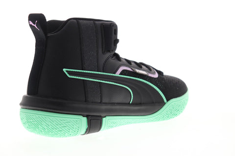 Puma Legacy Dark Mode 19341901 Mens Black Mesh Lace Up Athletic Basketball Shoes