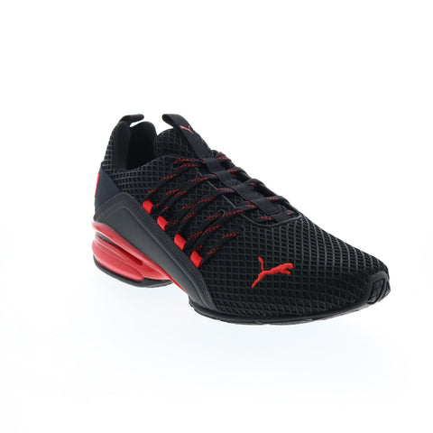 Puma Axelion Spark 19348101 Mens Black Canvas Lace Up Athletic Running Shoes