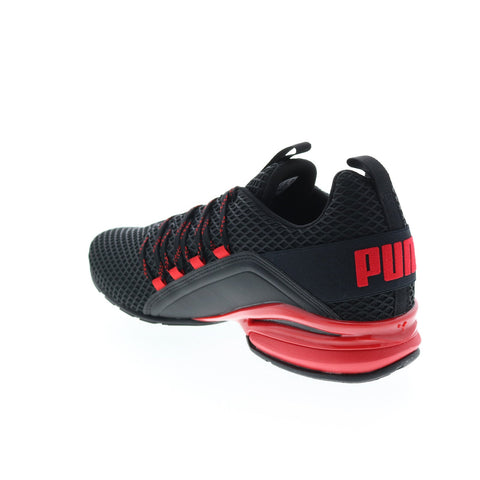 Puma Axelion Spark 19348101 Mens Black Canvas Lace Up Athletic Running Shoes
