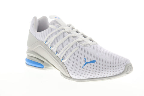 Puma Axelion Perf 19355505 Mens White Leather Lace Up Athletic Running Shoes