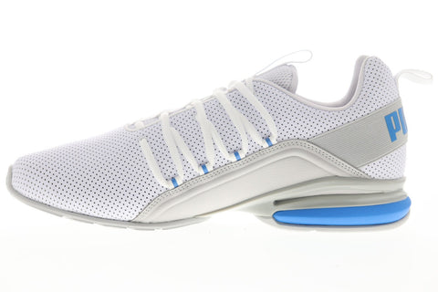 Puma Axelion Perf 19355505 Mens White Leather Lace Up Athletic Running Shoes