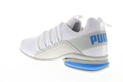 Puma Axelion Perf 19355505 Mens White Leather Lace Up Athletic Running Shoes