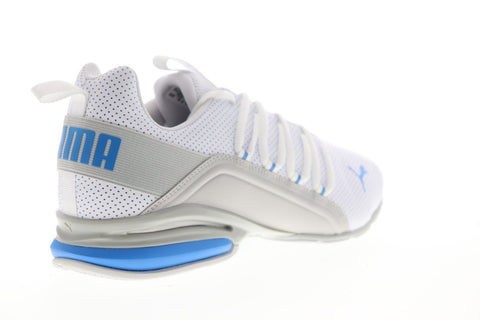 Puma Axelion Perf 19355505 Mens White Leather Lace Up Athletic Running Shoes