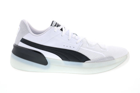 Puma Clyde Hardwood 19366301 Mens White Leather Lace Up Athletic Basketball Shoes