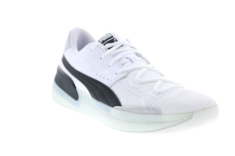 Puma Clyde Hardwood 19366301 Mens White Leather Lace Up Athletic Basketball Shoes