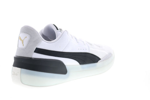 Puma Clyde Hardwood 19366301 Mens White Leather Lace Up Athletic Basketball Shoes
