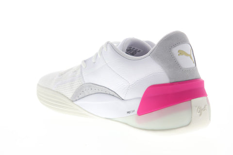 Puma Clyde Hardwood 19366303 Mens White Mesh Athletic Basketball Shoes