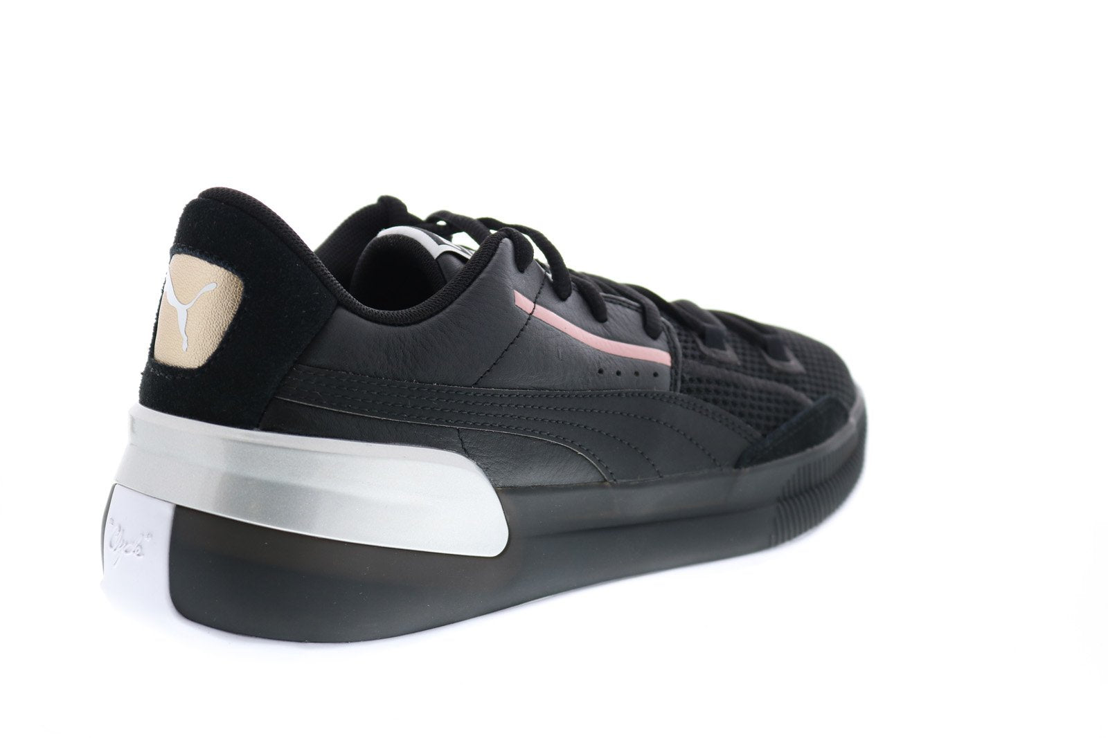 Size 8.5 - Puma Clyde Hardwood Metallic Black Puma Clyde Hardwood Metallic Mens Black Leather Athletic  main image 3