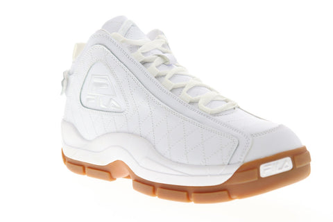 Fila 96 Quilted Mens White Leather Athletic Lace Up Basketball Shoes