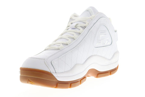 Fila 96 Quilted Mens White Leather Athletic Lace Up Basketball Shoes