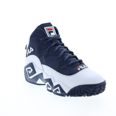Fila MB 1BM00511-125 Mens Blue Leather Lace Up Athletic Basketball Shoes