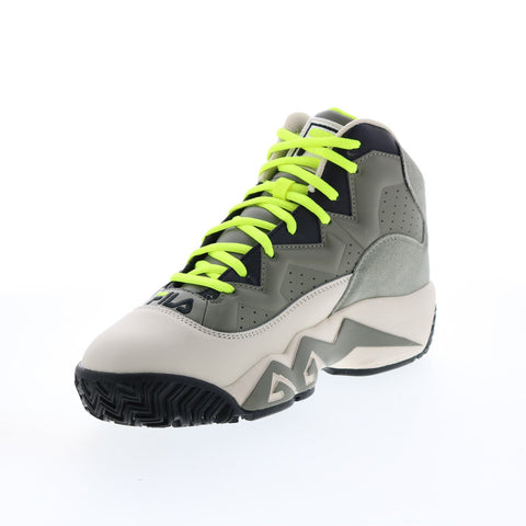 Fila MB 1BM00869-051 Mens Green Leather Lace Up Athletic Basketball Shoes