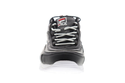 Fila Ray Mens Black Leather Low Top Lace Up Sneakers Shoes