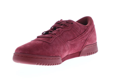 Fila Original Fitness Premium Mens Red Suede Low Top Sneakers Shoes
