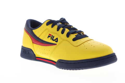 Fila Original Fitness Mens Yellow Leather Low Top Lace Up Sneakers Shoes
