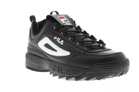 Fila Disruptor II Premium Mens Black Leather Low Top Sneakers Shoes