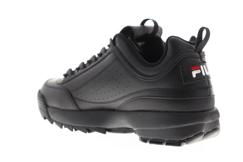 Fila Disruptor II Premium Mens Black Leather Low Top Sneakers Shoes