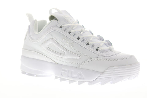 Fila Disruptor II Premium Mens White Leather Low Top Lace Up Sneakers Shoes