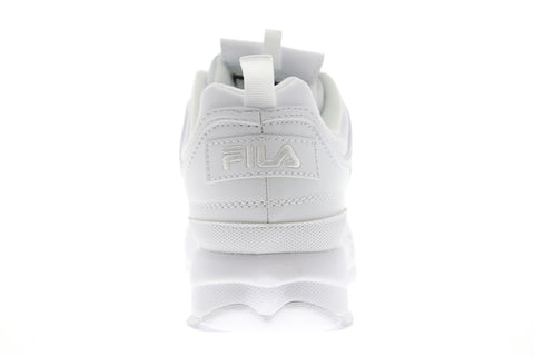 Fila Disruptor II Premium Mens White Leather Low Top Lace Up Sneakers Shoes