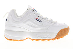 Fila Disruptor II Premium Mens White Leather Low Top Sneakers Shoes