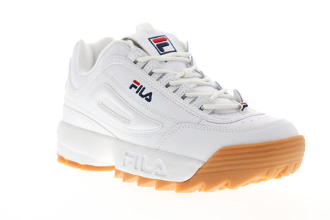 Fila Disruptor II Premium Mens White Leather Low Top Sneakers Shoes