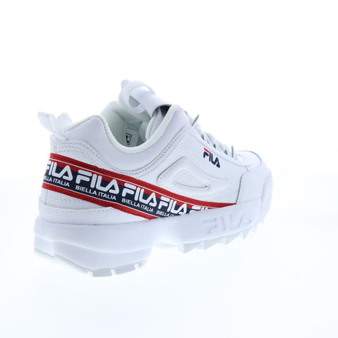 Fila Disruptor II Logo Tape Mens White Leather Lifestyle Sneakers Shoes