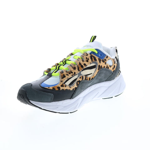 Fila Trigate Animal Mens Black Leather Lace Up Lifestyle Sneakers Shoes