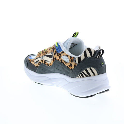 Fila Trigate Animal Mens Black Leather Lace Up Lifestyle Sneakers Shoes