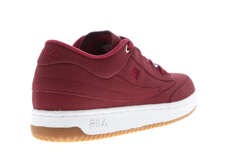 Fila T-1 Mid Promo Mens Red Nubuck Low Top Lace Up Sneakers Shoes