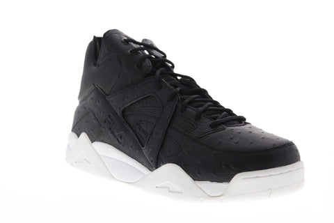 Fila The Cage Ostrich Mens Black Leather High Top Lace Up Sneakers Shoes