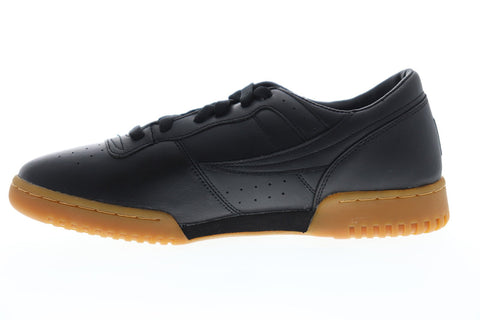 Fila Original Fitness Premium Mens Black Leather Low Top Sneakers Shoes