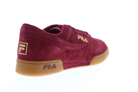 Fila Original Fitness Premium Mens Red Suede Low Top Lace Up Sneakers Shoes