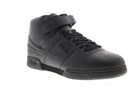 Fila F-13 Ostrich Mens Black Leather Low Top Lace Up Sneakers Shoes