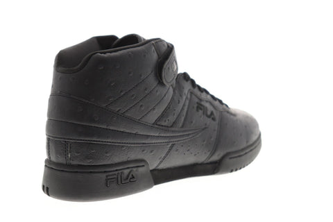Fila F-13 Ostrich Mens Black Leather Low Top Lace Up Sneakers Shoes