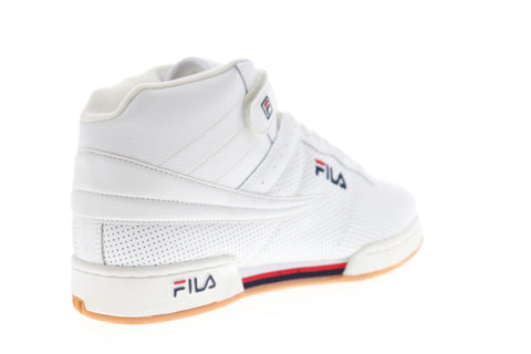 Fila F-13 Perf Mens White Leather Low Top Lace Up Sneakers Shoes