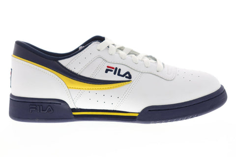 Fila Original Fitness Mens White Leather Low Top Lace Up Sneakers Shoes