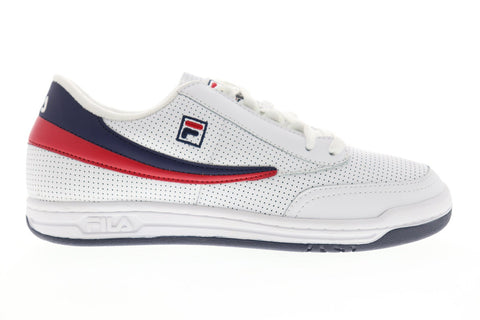 Fila Original Tennis Perf Mens White Leather Low Top Lace Up Sneakers Shoes