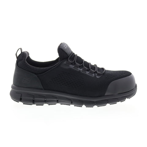 Skechers Work Synergy Omat Alloy Toe 200013 Mens Black Athletic Work Shoes