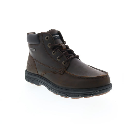 Skechers Work Relaxed Fit Vicksburk Gentain Mens Brown Leather Work Boots