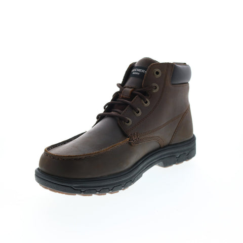 Skechers Work Relaxed Fit Vicksburk Gentain Mens Brown Leather Work Boots