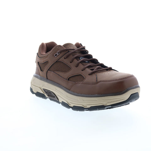 Skechers Work Relaxed Fit Max Stout Alloy Toe Mens Brown Athletic Shoes