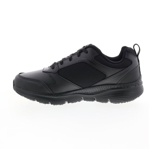 Skechers Arch Fit SR Leathol 200073 Mens Black Leather Athletic Work Shoes