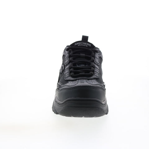 Skechers Burgin Sawda 200088 Mens Black Leather Athletic Work Shoes