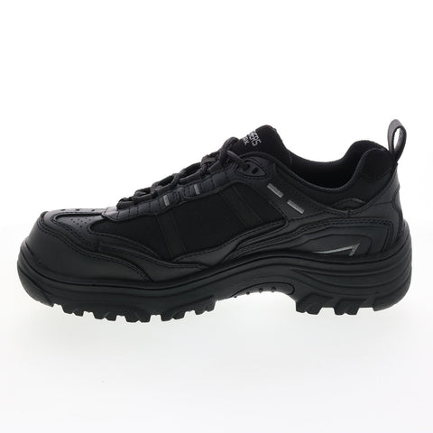 Skechers Burgin Sawda 200088 Mens Black Leather Athletic Work Shoes