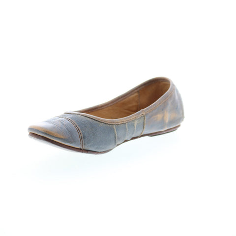 Bed Stu Step F301601 Womens Gray Leather Slip On Ballet Flats Shoes