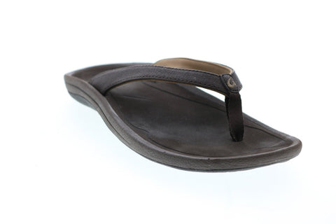 Olukai Kulapa Kai 20198-25KS Womens Brown Synthetic Slip On Flip-Flops Sandals Shoes 